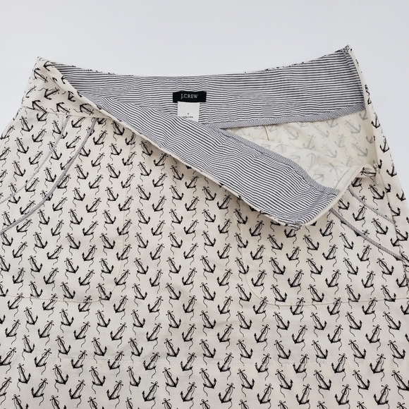 J. Crew Anchor Print Black White Cotton Mini Skirt - Picture 4 of 7